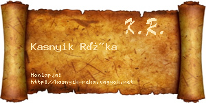 Kasnyik Réka névjegykártya